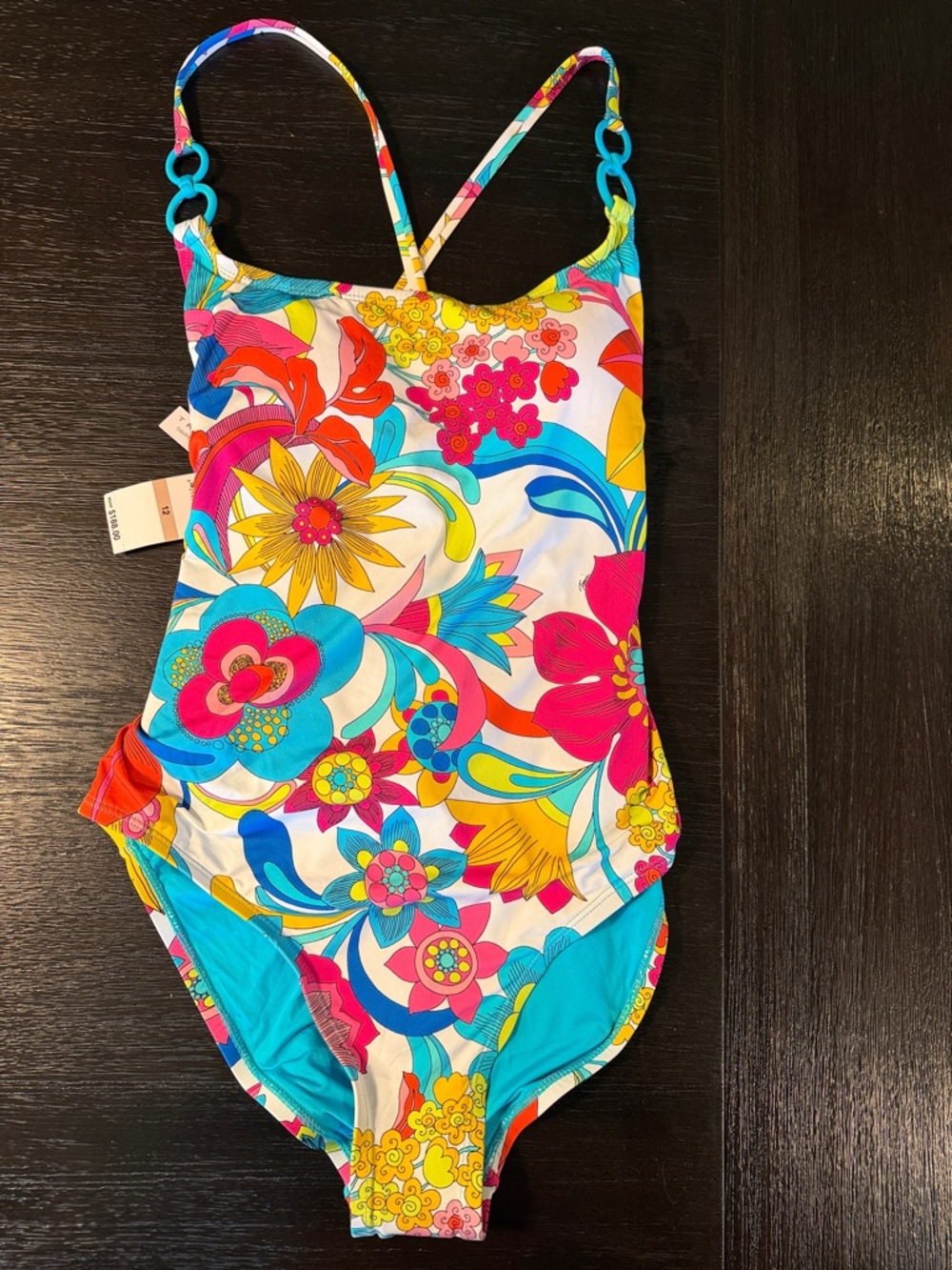 NWT TRINA TURK FONTAINE Strappy Convertible Back One Piece Swimsuit Sz 12